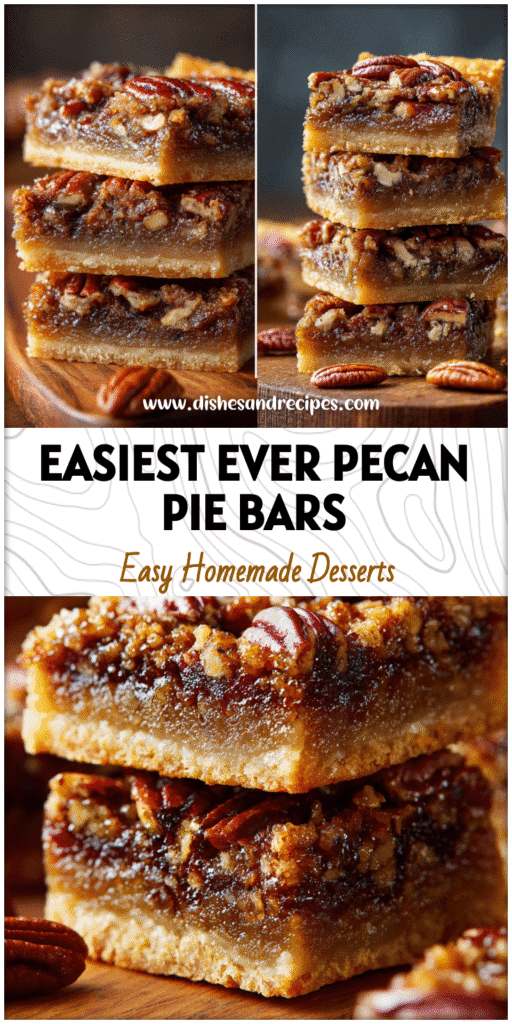 Golden pecan pie bars topped with pecan pie topping on a wooden board, a perfect pecan pie alternative.